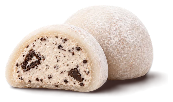 Cookies and cream mochi speckled with cookie crumbs
