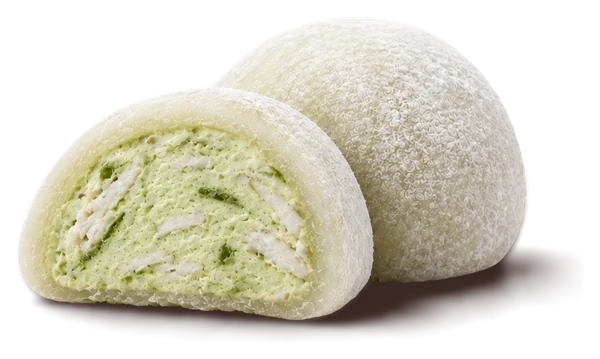 Pandan coconut mochi with green pandan filling